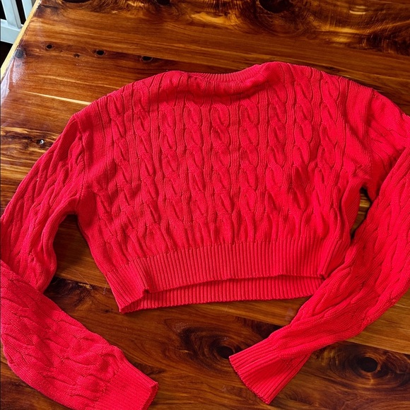 Chiara Ferragni Red Cable Knit Cropped Sweater - Picture 6 of 8